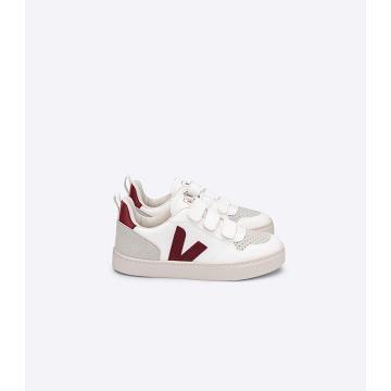 White/Red Kids' Veja V-10 CWL Shoes | AU 780DFM